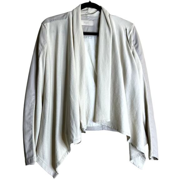 BlankNYC Style #30M-9027 Neutral beige Vegan LEATHER DRAPED Long Sleeve JACKET - Picture 2 of 11